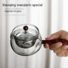 Semi-automatic Rotary Heat-resistant Glass Teapot Lazy Tea Making With Infuser And Wooden Handle Office Home Accessories Kitchen Gadgets - Image 4